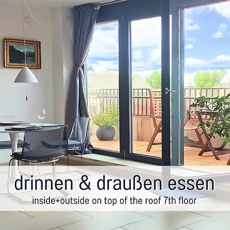 Rheinblick7 - Spektakulaerer Blick Auf Duesseldorfer Skyline - Ruhig Modern Privatparkplatz Aufzug - Anbindung An Messe Flughafen Hauptbahnhof Appartement *