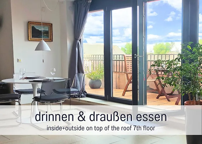 Rheinblick7 - Spektakulaerer Blick Auf Duesseldorfer Skyline - Ruhig Modern Privatparkplatz Aufzug - Anbindung An Messe Flughafen Hauptbahnhof Lejlighed *